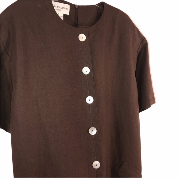 NWT Vintage Evan Picone Brown Sheath Dress - Picture 2 of 9